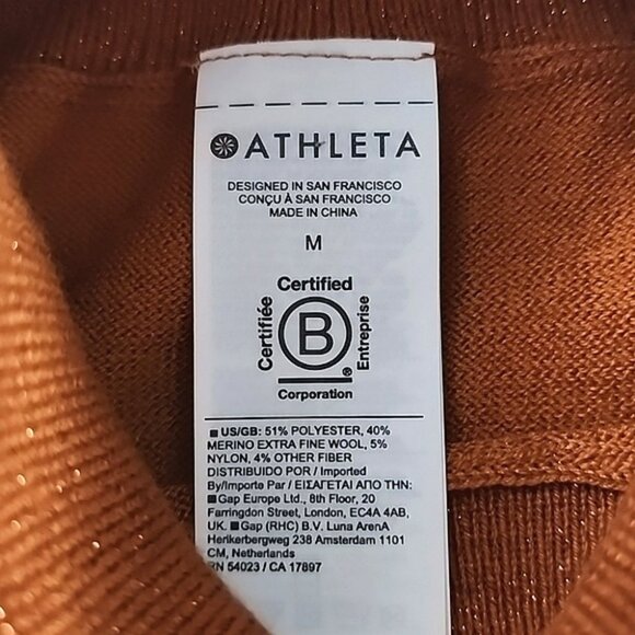 Athleta x Alicia Keys Women's Bodysuit Merino Wool Burnt Orange Gold Speck Sz M - Picture 11 of 15